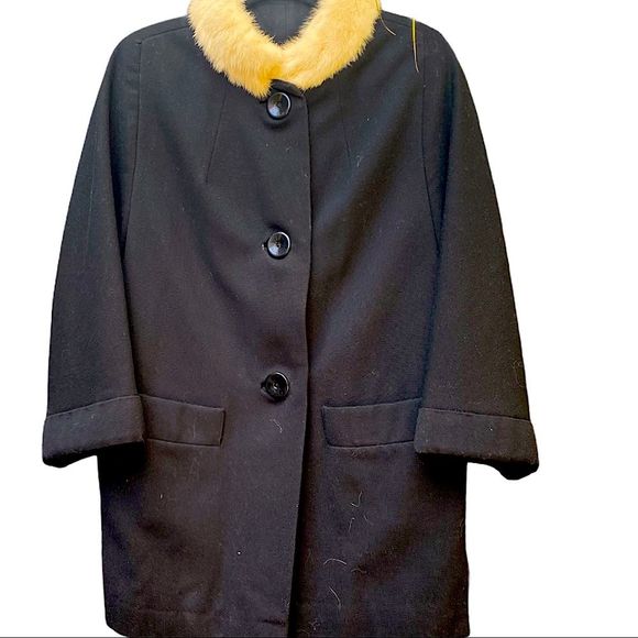 Vintage 30s-40s Wool Fur Swing Coat - Picture 5 of 8